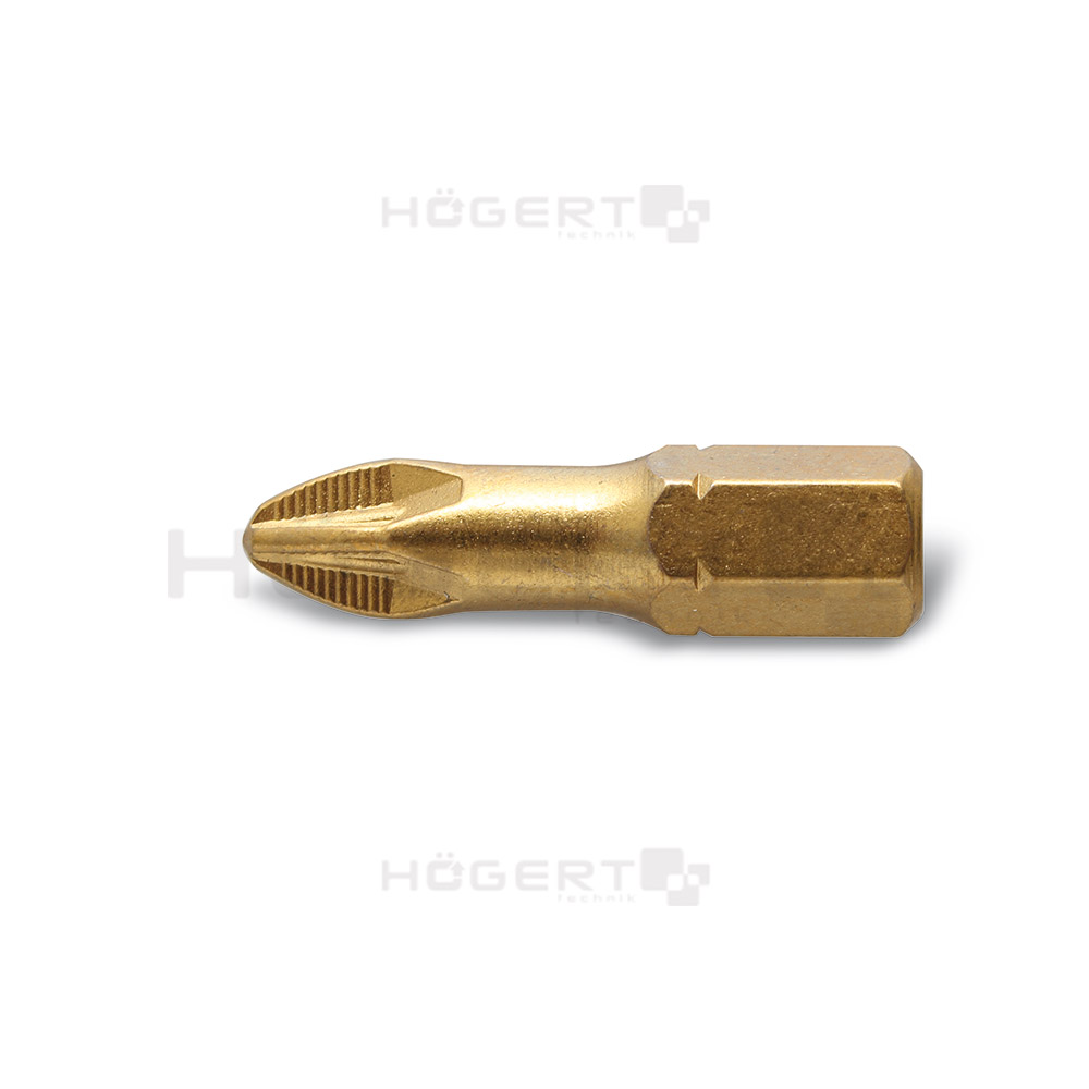 Насадки для отверток PZ3 25 мм, сталь S2, (с насечками) нитрид титана, slim, 5 шт., пластикоая упако