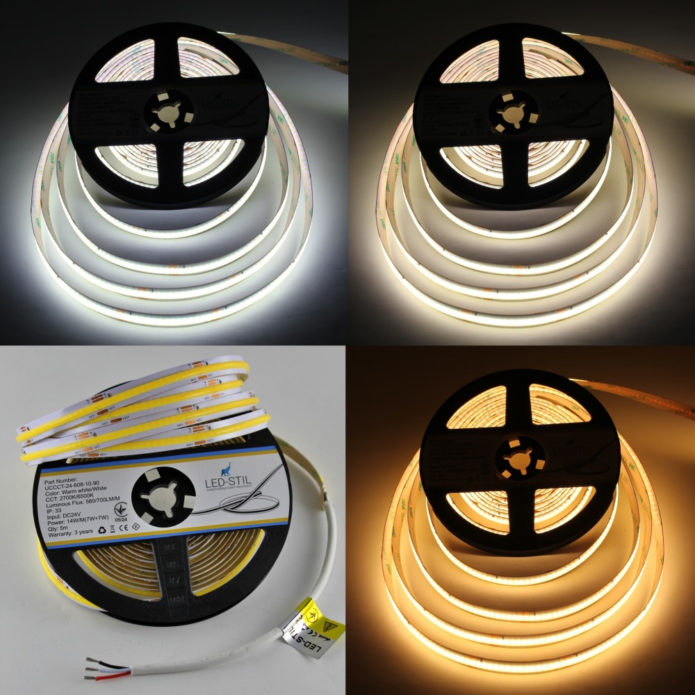 Світлодіодна стрічка LED-STIL 2700-6500K 16 Вт/м COB 640 діодів IP33 24 Вольта 1400 lm двоколірна